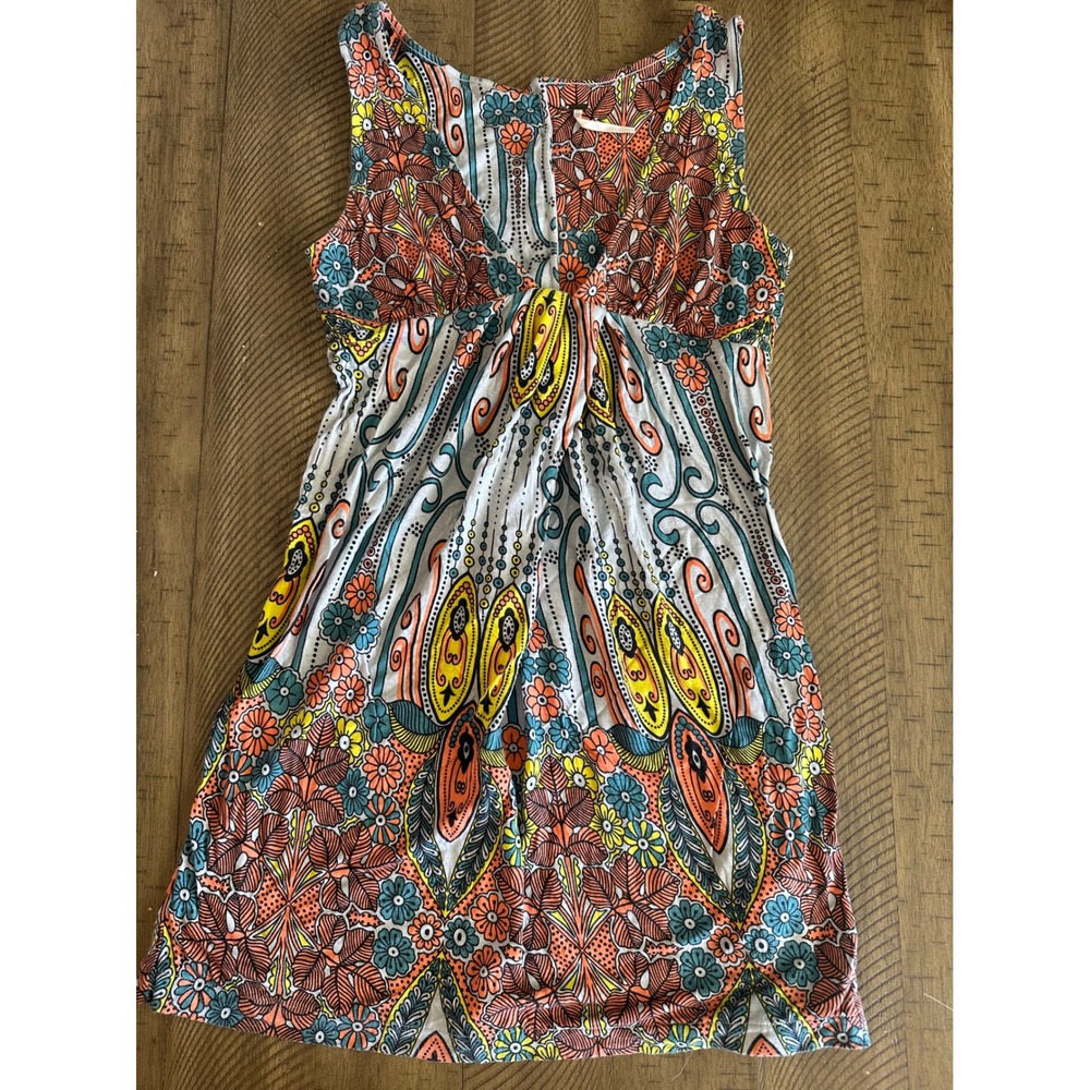 VTG Early 2000s Free People Paisley Empire Waist Tunic Dress - Size 6 - Y2K Boho
